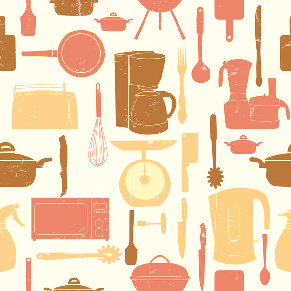 seamless pattern of kitchen tools