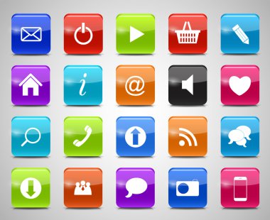 cam düğme simge seti. vektör çizim