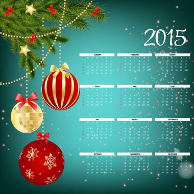 vektoros illusztráció. 2015-re újévi naptár