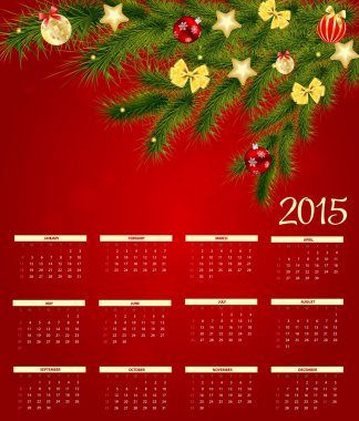 vektoros illusztráció. 2015-re újévi naptár