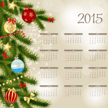 vektoros illusztráció. 2015-re újévi naptár