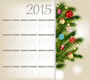 vektoros illusztráció. 2015-re újévi naptár