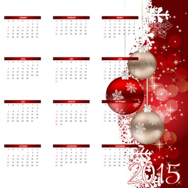 vektoros illusztráció. 2015-re újévi naptár