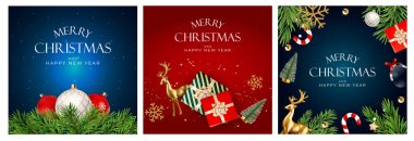 Noel Tatil Partisi Geçmişi. Mutlu yıllar ve Mutlu Noeller Poster Şablonu. Vektör Illustration EPS10