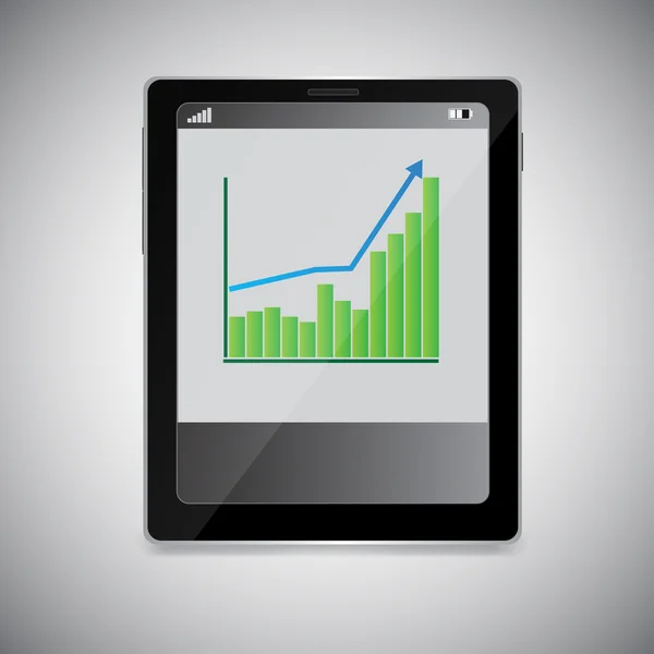 Tablet pc met diagram op scherm — Stockvector