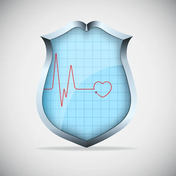 Shield with pulse — Stock Vector