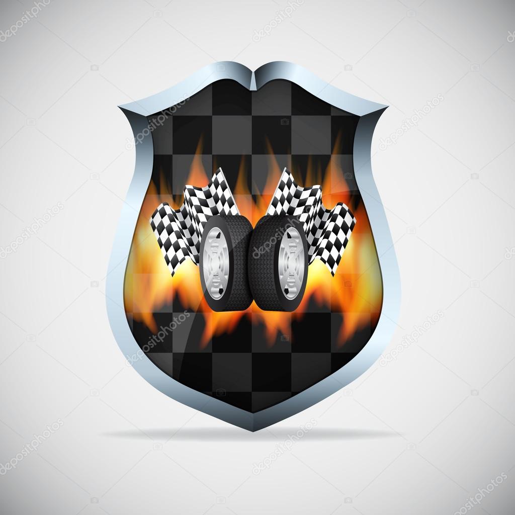 Shield with checkered flags
