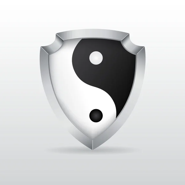 Escudo com yin yang — Vetor de Stock