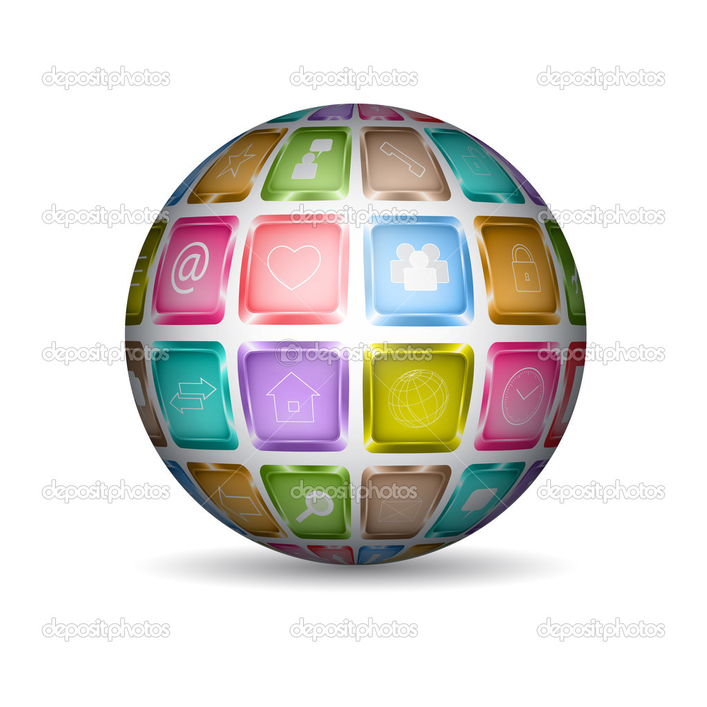 Sphere with media icons