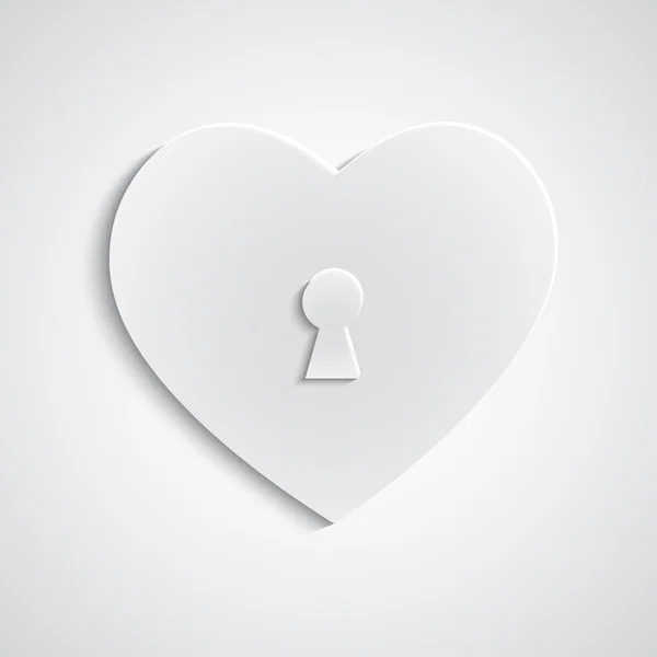 Coeur en papier avec trou de serrure — Image vectorielle