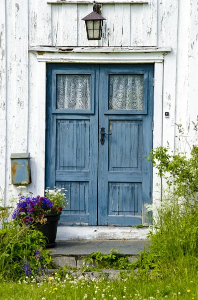 Drewniane drzwi wejściowe — Zdjęcie stockowe