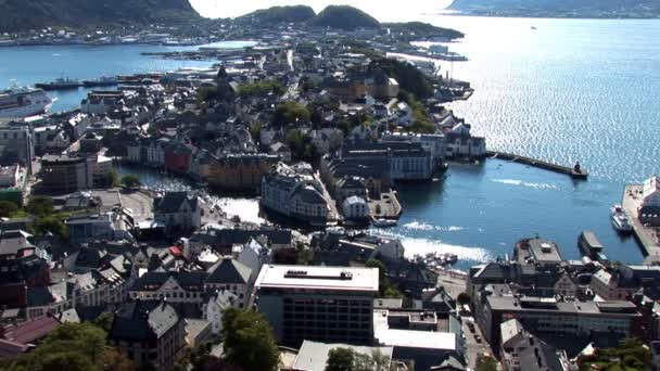 Norsko - alesund panoramatické - cíl cesty - Severní Evropa — Stock video