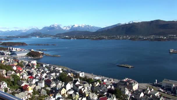 Norsko - alesund panoramatické - cíl cesty - Severní Evropa — Stock video