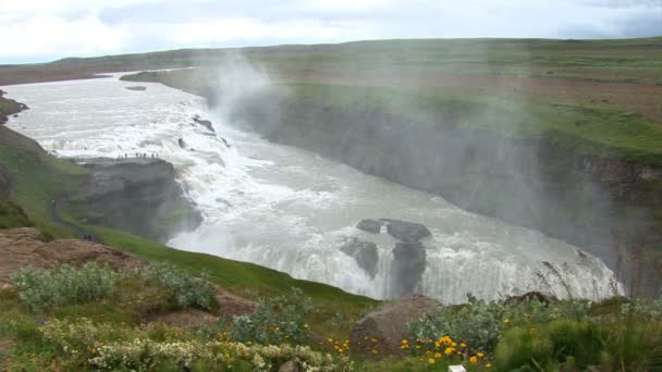 IJsland-gouden cirkel - gullfoss - gouden falls — Stockvideo