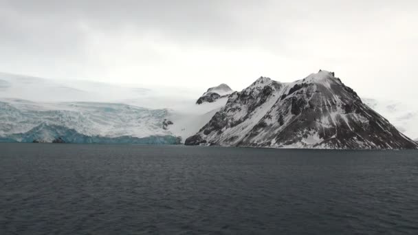 Antarktis - antarktische Halbinsel an einem bewölkten Tag — Stockvideo