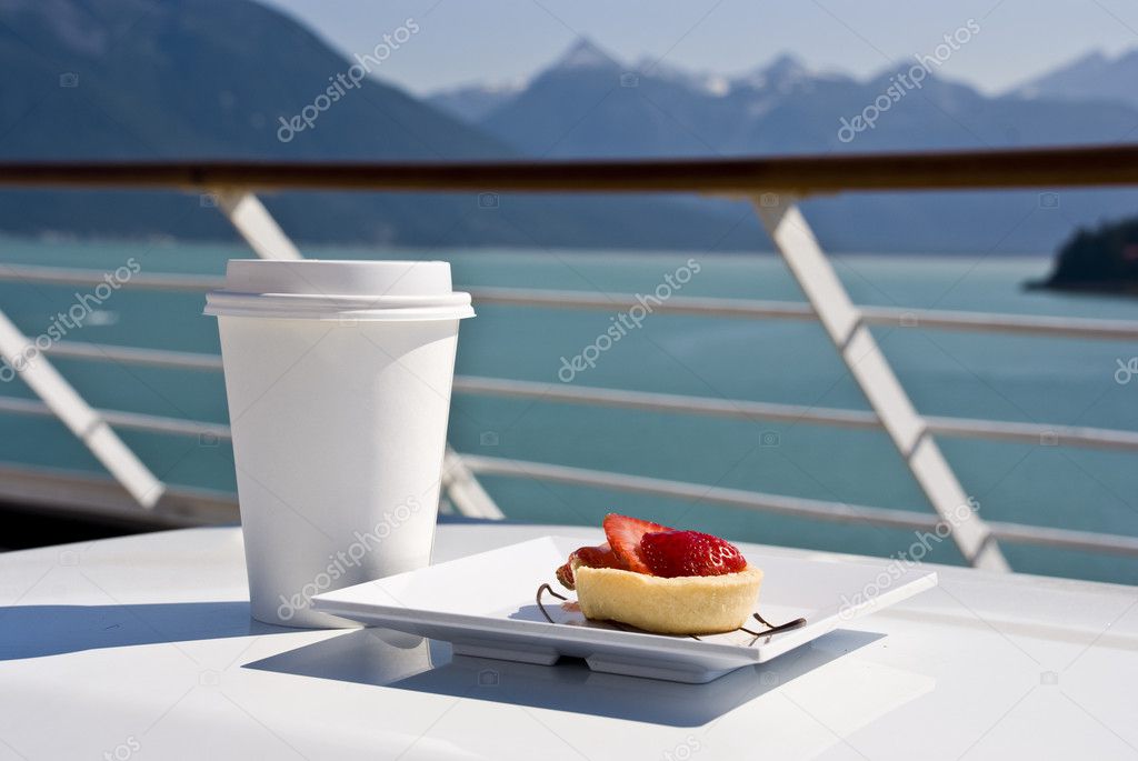 Alaska - Delight With A Strawberry Mini Tart And Hot Drink On The Deck