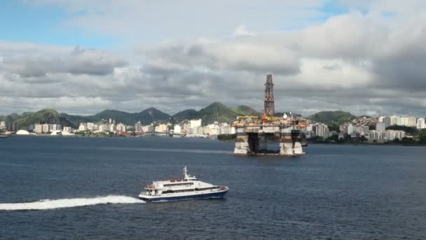 Brazil - Oil Rig In Rio de Janeiro — Stock Video