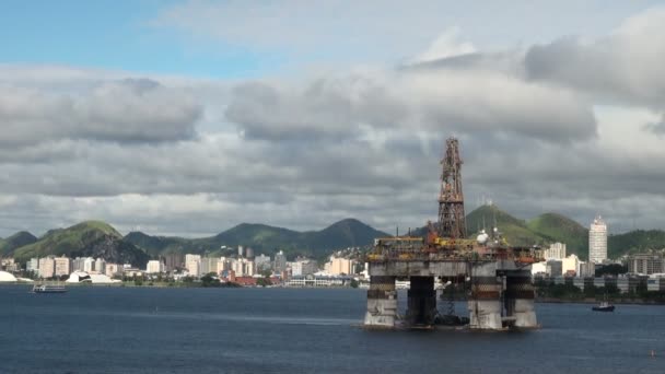 Brazil - Oil Rig In Rio de Janeiro — Stock Video