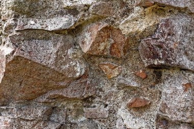 Arka plan - Urquhart Şatosu 'nda kuru bir taş duvar - Drumnadrochit, İskoçya, Birleşik Krallık