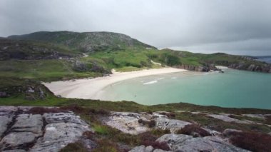 Sutherland, İskoçya, Uk 'un kuzey kıyısındaki Durness yakınlarındaki Ceannabeinne Sahili manzarası