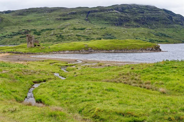 Veduta Panoramica Con Rovine Del Castello Ardvreck Scozia Che Castello — Foto Stock