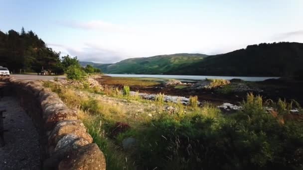 Castillo Eilean Donan Loch Duich Atardecer Dornie Western Highlands Escocia — Vídeo de stock