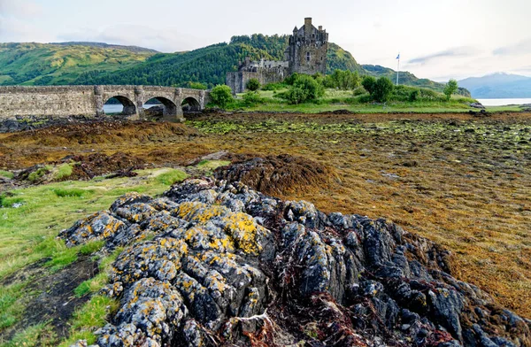 Gün Batımında Duich Gölü Ndeki Eilean Donan Kalesi Dornie Batı — Stok fotoğraf