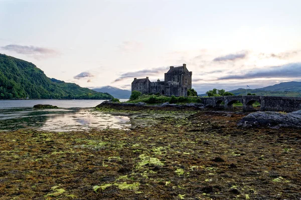 Gün Batımında Duich Gölü Ndeki Eilean Donan Kalesi Dornie Batı — Stok fotoğraf