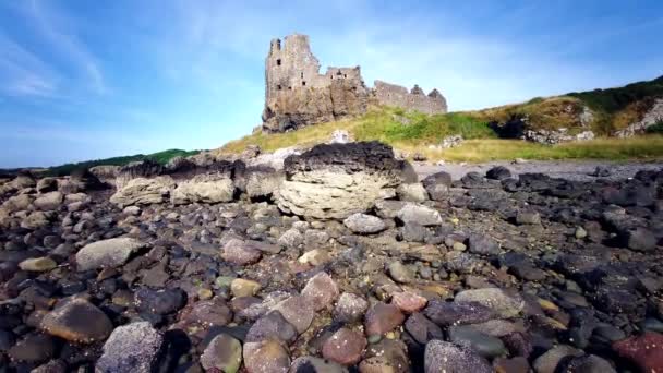 Resten Van Het 13E Eeuwse Dunure Castle Aan Kust Van — Stockvideo