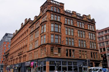 Şehir merkezinde etkileyici binalar, Glasgow, İskoçya, Birleşik Krallık - 23 Temmuz 2021