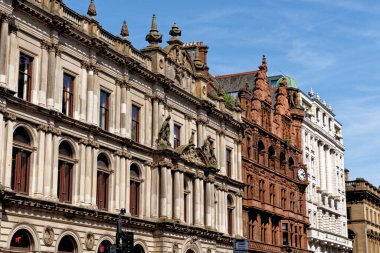 Şehir merkezinde etkileyici binalar, Glasgow, İskoçya, Birleşik Krallık - 23 Temmuz 2021