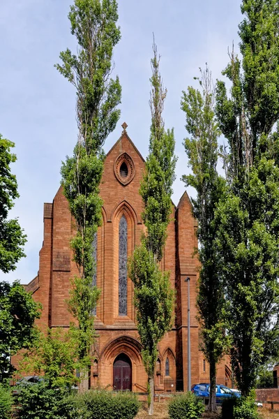 Barony Hall Στη Γλασκώβη Μια Κόκκινη Ψαμμίτη Βικτωριανή Γοτθική Εκκλησία — Φωτογραφία Αρχείου