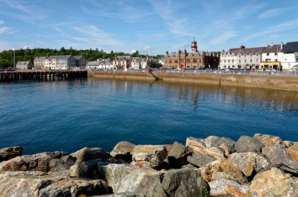 Offshore View Back Town Hall Waterfront Harbour Stornoway Isle Lewis — стоковое фото