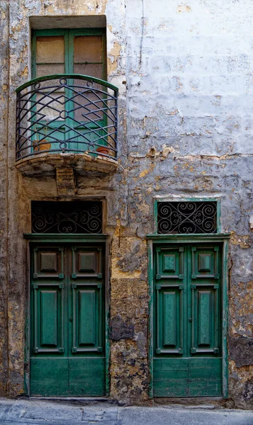 Παραδοσιακό Σπίτι Vintage Maltese Εμπρόσθια Λεπτομέρεια Παλιό Κτίριο Στυλ Cityscape — Φωτογραφία Αρχείου