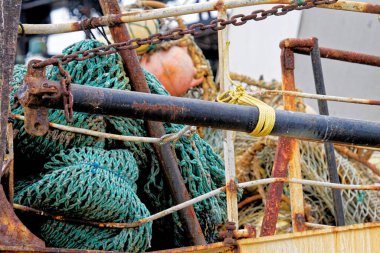 Yığınla balık tutma araçları - dağınık balıkçı iplerinin ayrıntıları