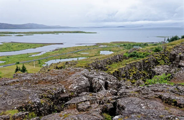 Thingvellir国家公园 联合国教科文组织世界遗产所在地 北美和欧洲两块板块的分离 2012 — 图库照片
