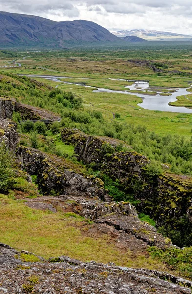 Islândia Parque Nacional Thingvellir Patrimônio Mundial Unesco Separação Duas Placas — Fotografia de Stock