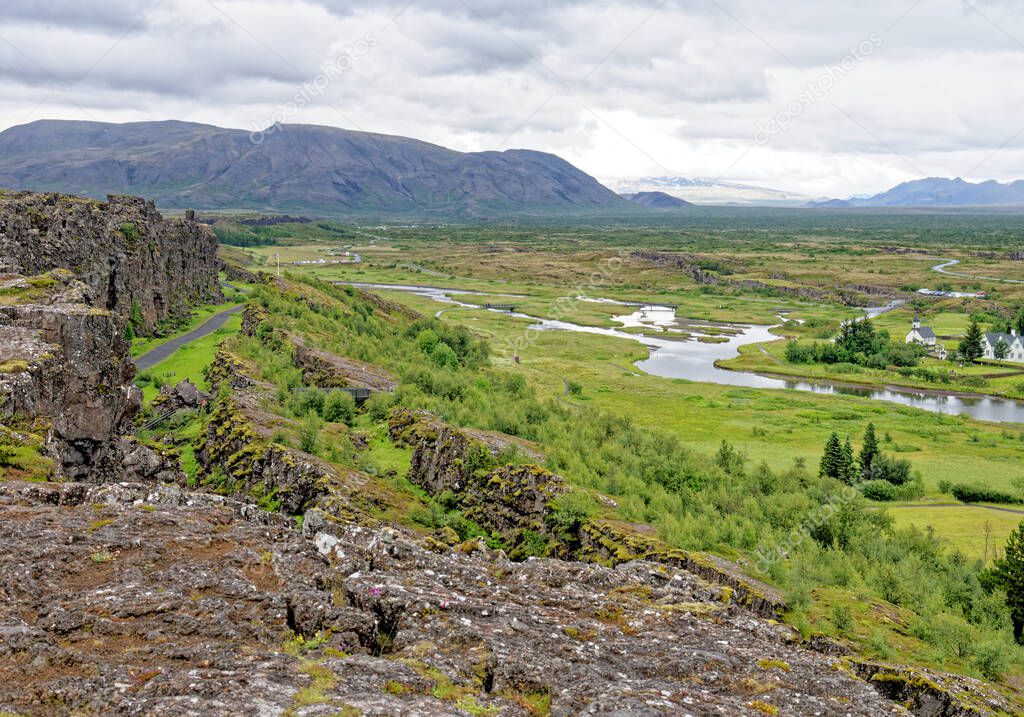 Iceland - Thingvellir National Park - UNESCO World Heritage Site - The seperation of two tectonic plates, north American and European plates - Golden Circle. 22.07.2012