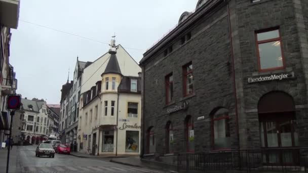 Destino Viagem Norwaw Art Nouveau Casas Maravilhosa Cidade Alesund Noruega — Vídeo de Stock