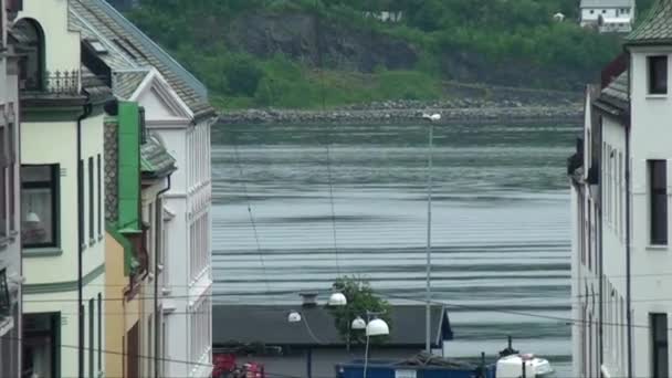 Destino Viagem Norwaw Art Nouveau Casas Maravilhosa Cidade Alesund Noruega — Vídeo de Stock