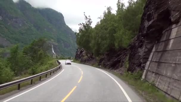 Vezetés Norvégiában Utazási Célpont Kirándulás National Scenic Útvonal Flam Flam — Stock videók