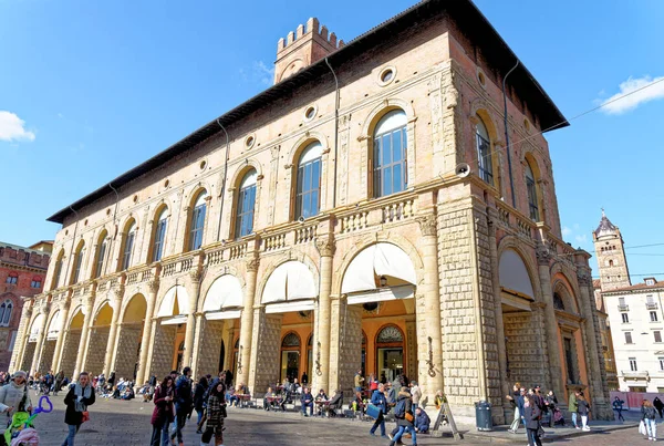 Piazza Maggiore Histórica Cidade Velha Bolonha Emilia Romagna Itália Março — Fotografia de Stock