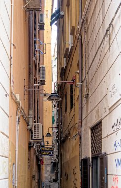 Eski şehir, Cenova, Liguria, İtalya, Avrupa 'da sokak manzarası. 10 Mart 2022