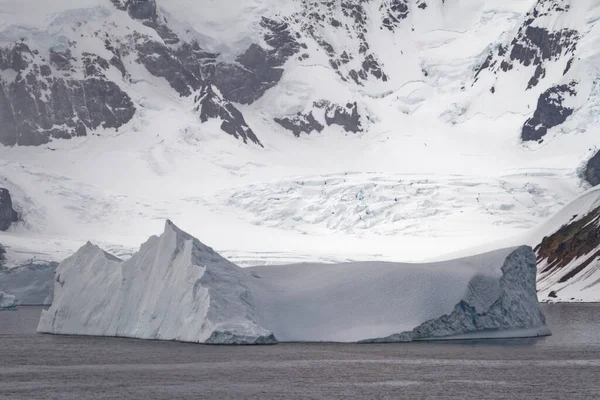 海で漂流する非表象の氷山 曇りの日に南極 地球温暖化 — ストック写真