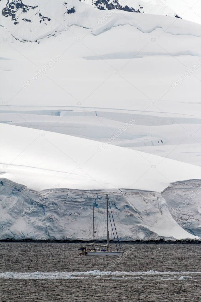Cruising in Antarctica. Antarctic Peninsula - Palmer Archipelago - Neumayer Channel. Global warming Fairytale landscape