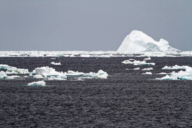 Antarctica - Non Tabular Iceberg Drifting In The Ocean - Antarctica In A Cloudy Day clipart