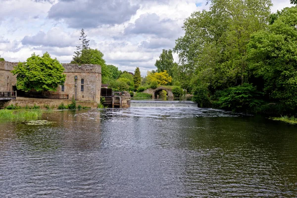 Restes Vieux Château Médiéval Pont Sur Rivière Avon Château Warwick — Photo