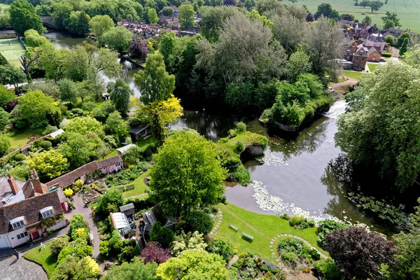 Vista Castelo Warwick Com Vista Para Cidade Warwick Inglaterra Reino — Fotografia de Stock