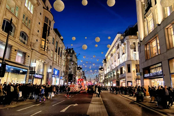 Oxford Street Christmas Lights Night London October 31Ts 2015 Busy — Stock Photo, Image