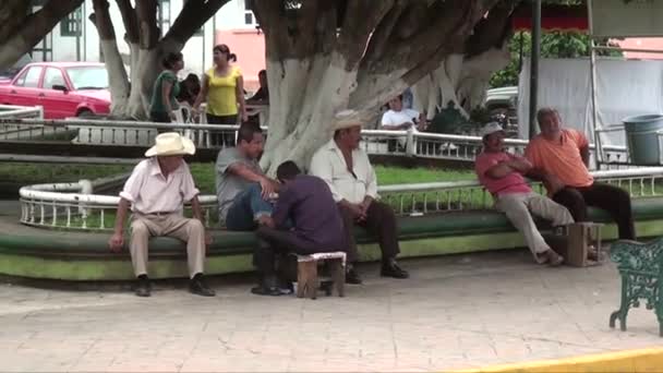 Shoe Cleaner Working Street Tapachula Mexico State Chiapasis 10Th September — ストック動画